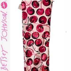 Betsey Johnson Cherry Graphic Print Plush Throw Blanket